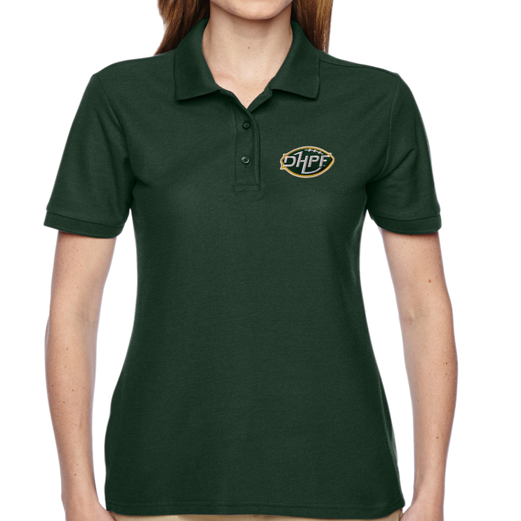 green polo black pants