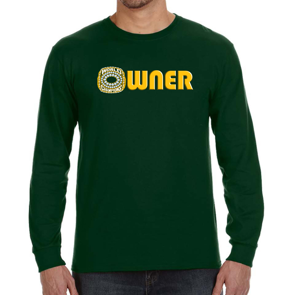 Owner Men's Green Long Sleeve T-Shirt - Die Hard Packer Fan