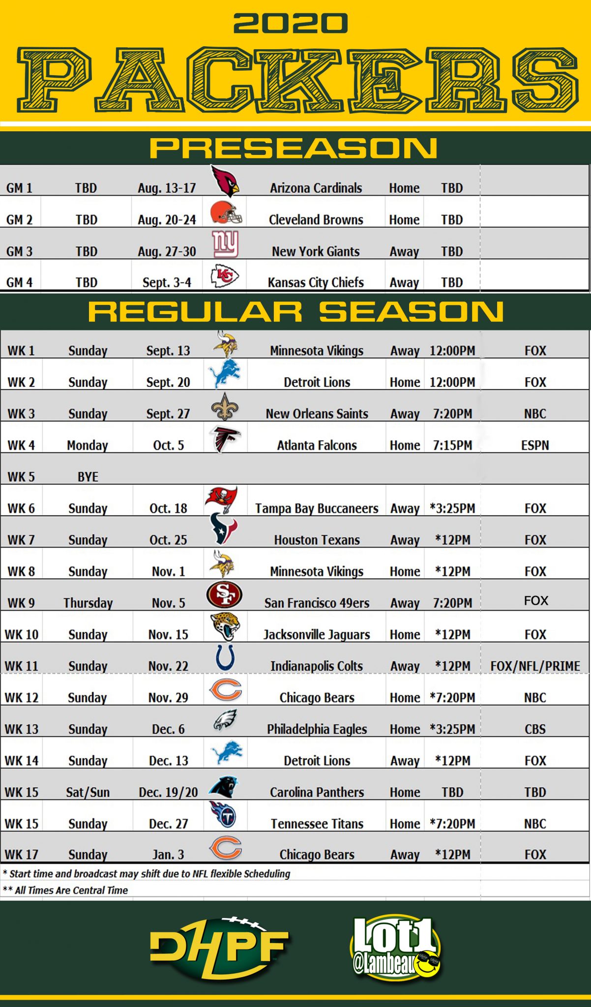 2023 2024 Green Bay Packers Schedule Magnet X Inches NFL