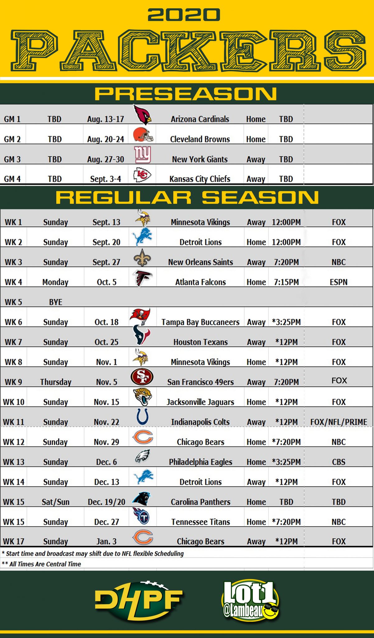 Printable Green Bay Packers 2023 Schedule