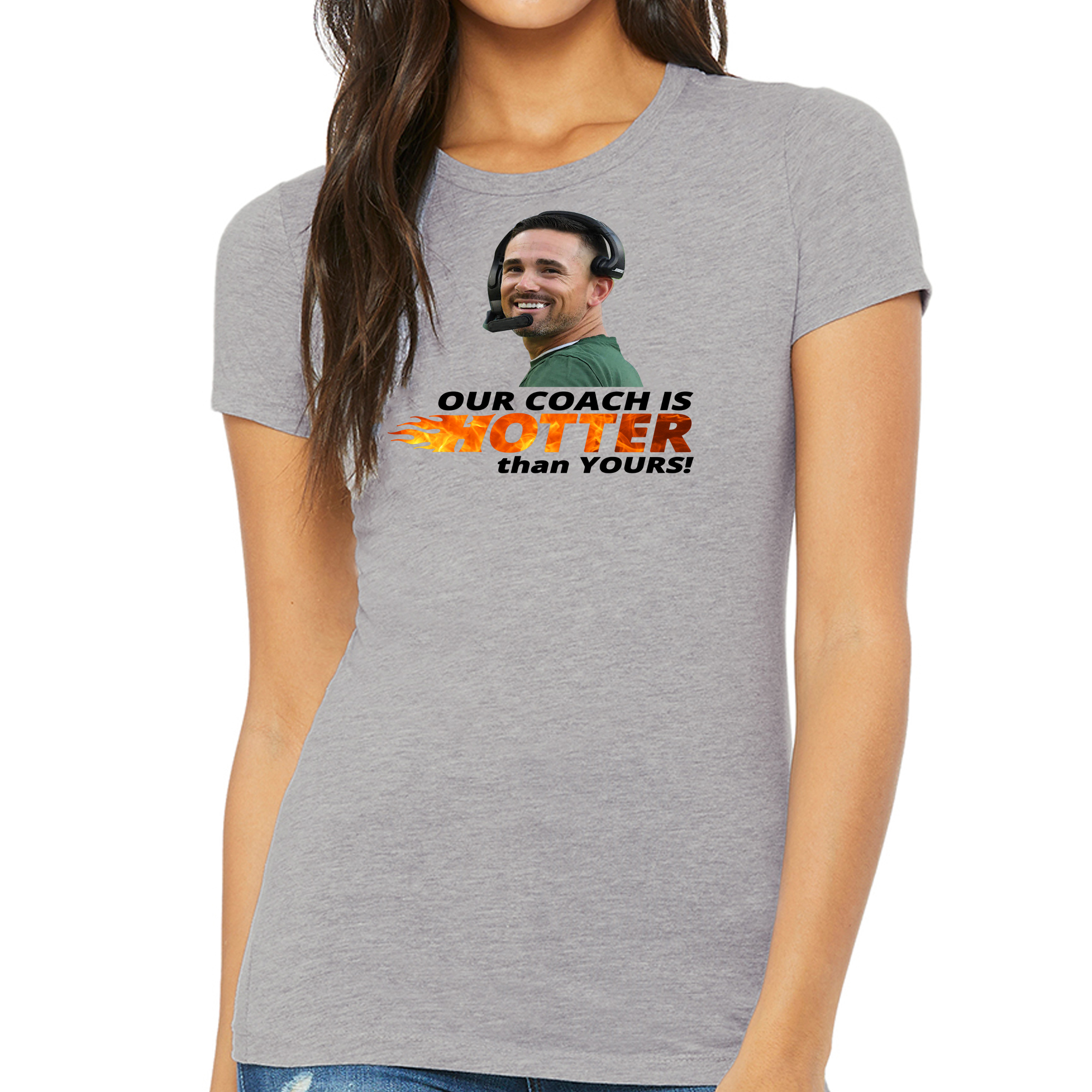 Our Coach Is Hotter Short Sleeve Grey T-Shirt - Die Hard Packer Fan Our Coach Is Hotter Short Sleeve Grey T-Shirt - Die Hard Packer Fan